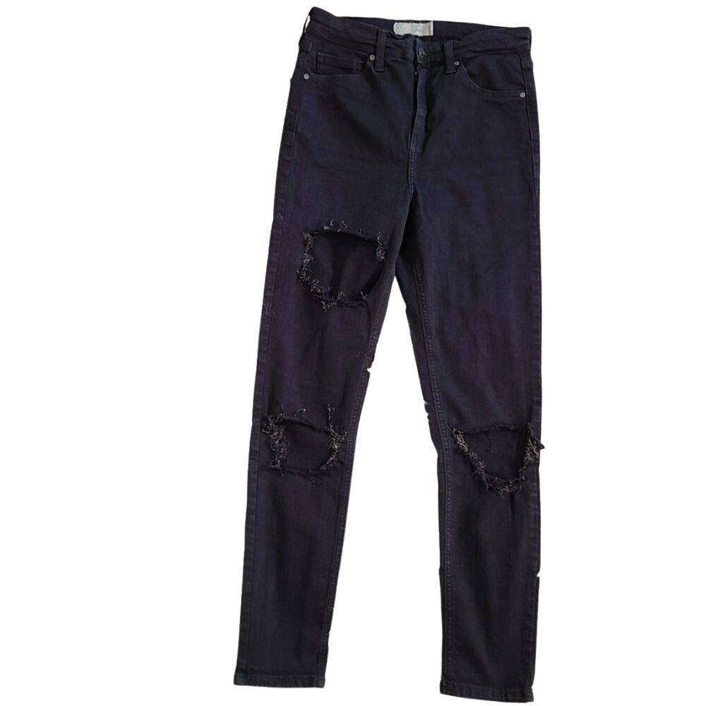 Topshop Moto Jamie black distressed skinny jeans wise w28 l30